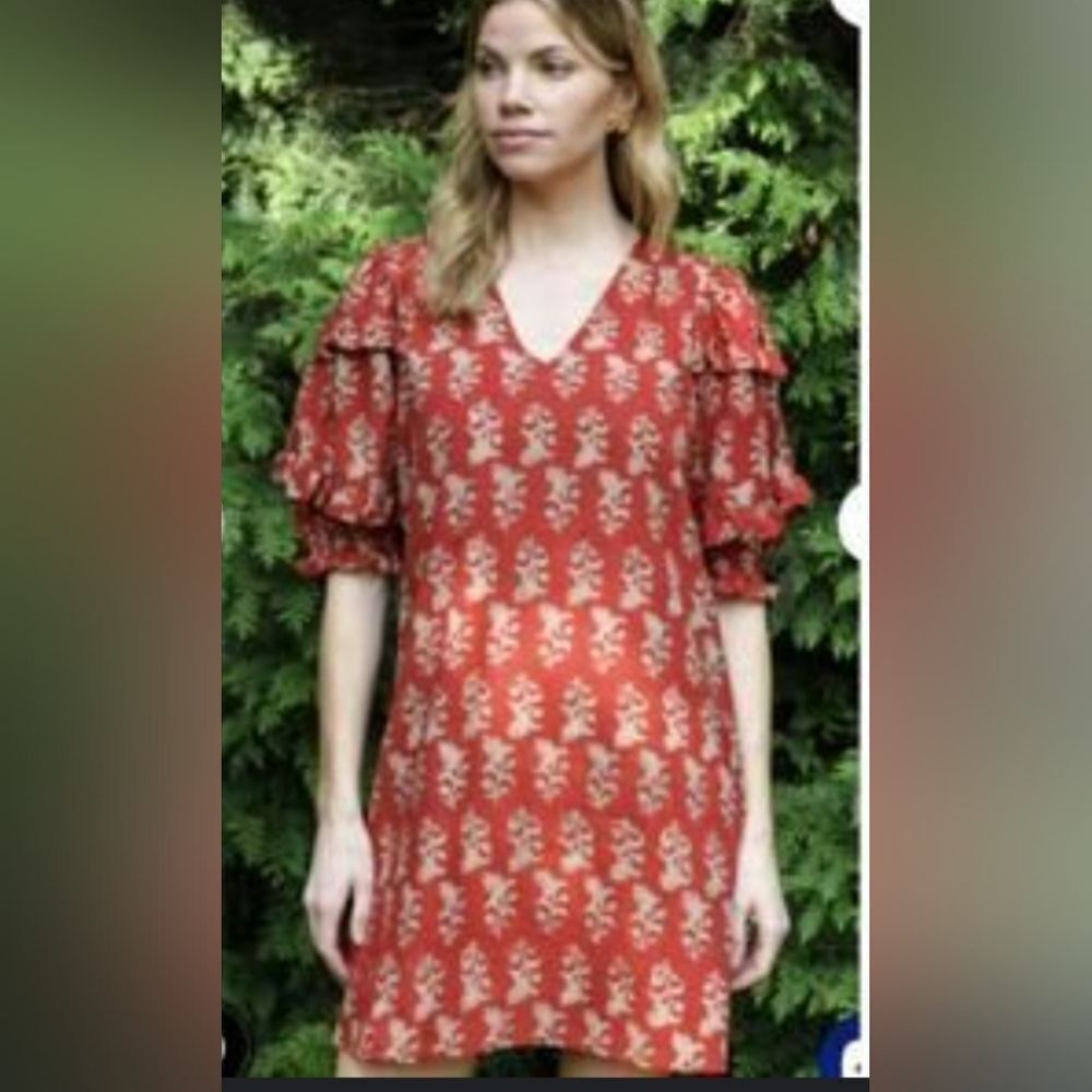 ANNA CATE women's rose dress in red/white medallion Size S